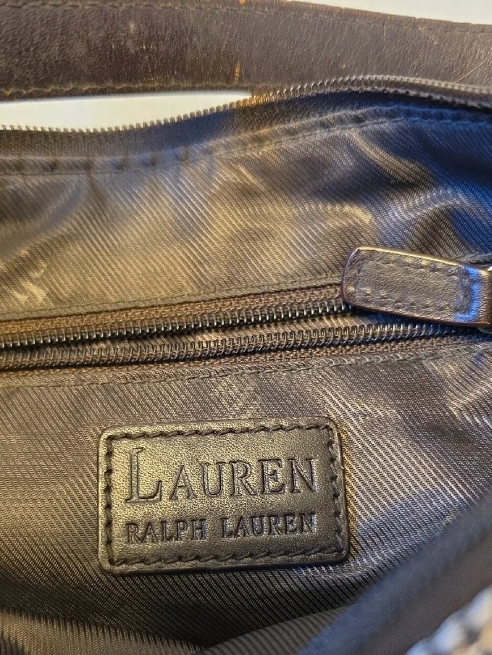 Classic Vintage Ralph Lauren Houndstooth Satchel in Brown and Tan